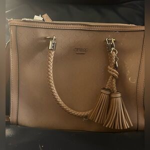 Tan Guess bag with shoulder strap
